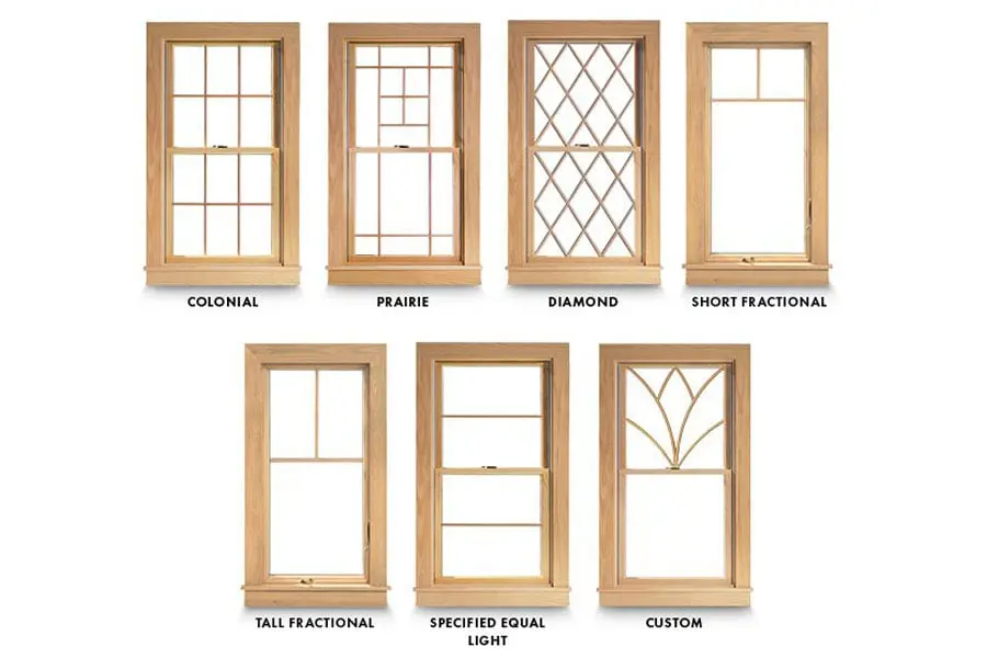 divided light grilles, white painted wood frame